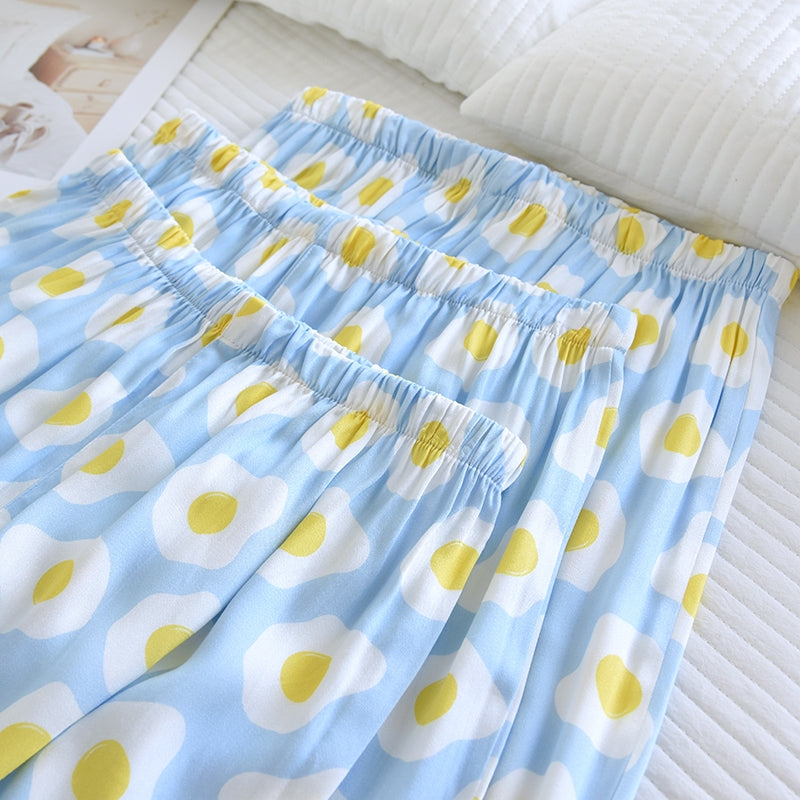 ชุดนอน Muslin Pajamas Organic bamboo รุ่น Blue fried egg (A1061 B1061 E1061) | ชุดนอนผู้หญิง