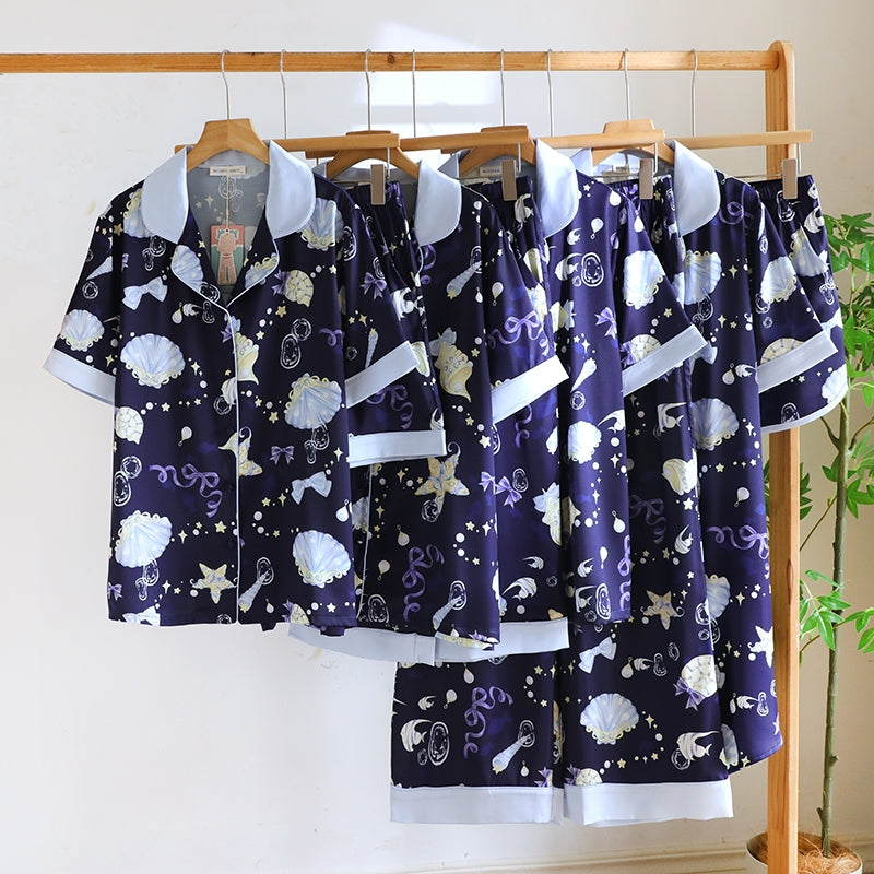 ชุดนอน Muslin Pajamas Silk Satin รุ่น Marine beauty (N5173 T5173 L5173 K5173) | ชุดนอนผู้หญิง