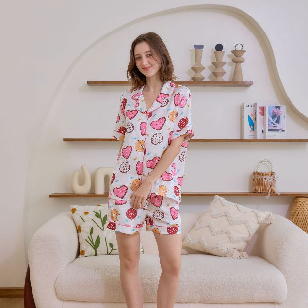 ชุดนอน Muslin Pajamas Silk Satin รุ่น Sprinkle Love (N5159 T5159 K5159) | ชุดนอนผู้หญิง