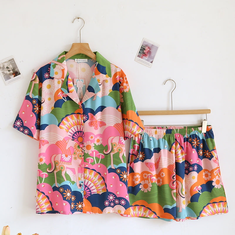 ชุดนอน Muslin Pajamas Silk Satin รุ่น (N5167 T5167) | ชุดนอนชุดเที่ยว