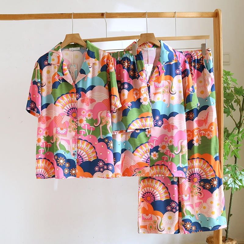 ชุดนอน Muslin Pajamas Silk Satin รุ่น (N5167 T5167) | ชุดนอนชุดเที่ยว