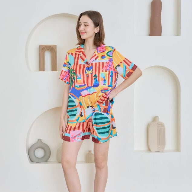 ชุดนอน Muslin Pajamas Silk Satin รุ่น Morning Mood in Studio (N5151 T5151) | ชุดนอนผู้หญิง