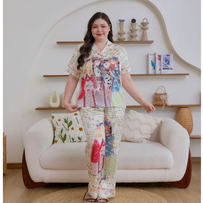ชุดนอน Muslin Pajamas Silk Satin รุ่น Fairy Picnic (N2186 T2186) | ชุดนอนชุดเที่ยว,ชุดนอนผู้หญิง
