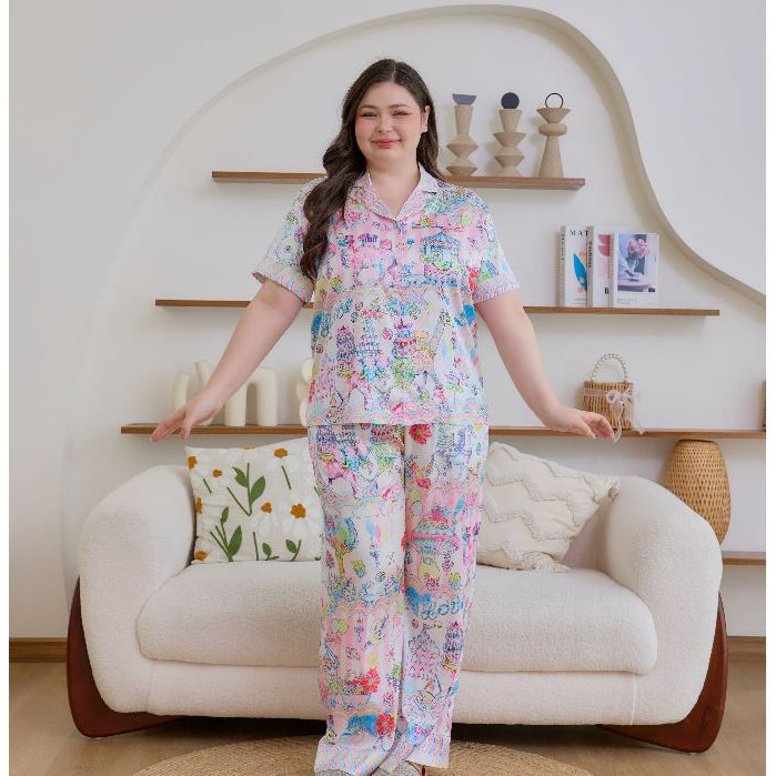 ชุดนอน Muslin Pajamas Silk Satin รุ่น Magical Zoo Fair (N2190 T2190) | ชุดนอนชุดเที่ยว,ชุดผู้หญิง