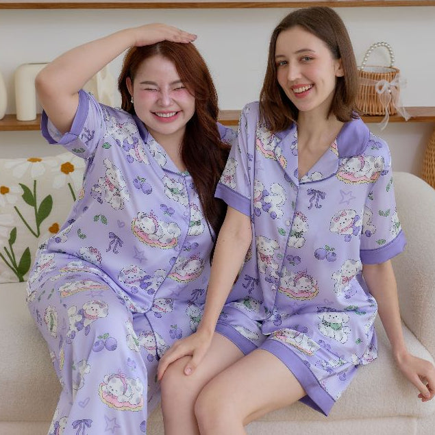 ชุดนอน Muslin Pajamas Silk Satin รุ่น Pastel Pudding (N5155 T5155) | ชุดนอนผู้หญิง