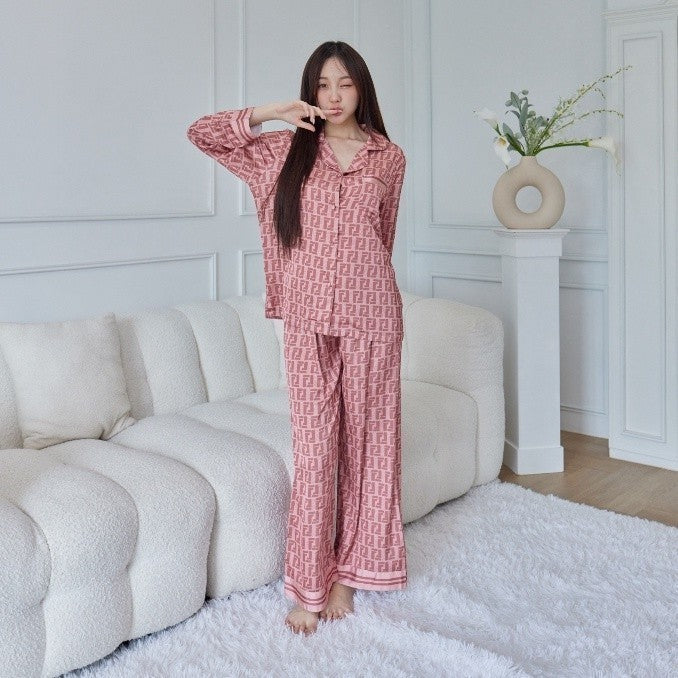 ชุดนอน Muslin Pajamas Silk Satin( รุ่น Monogram FF  N3023 T3023 P3023 L3023 )