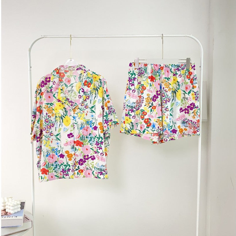 ชุดนอน Muslin Pajamas Organic bamboo รุ่น เถาวัลย์ ม่วง พื้นขาว(G381 A381)|ชุดนอนชุดเที่ยว,ชุดนอนผู้หญิง