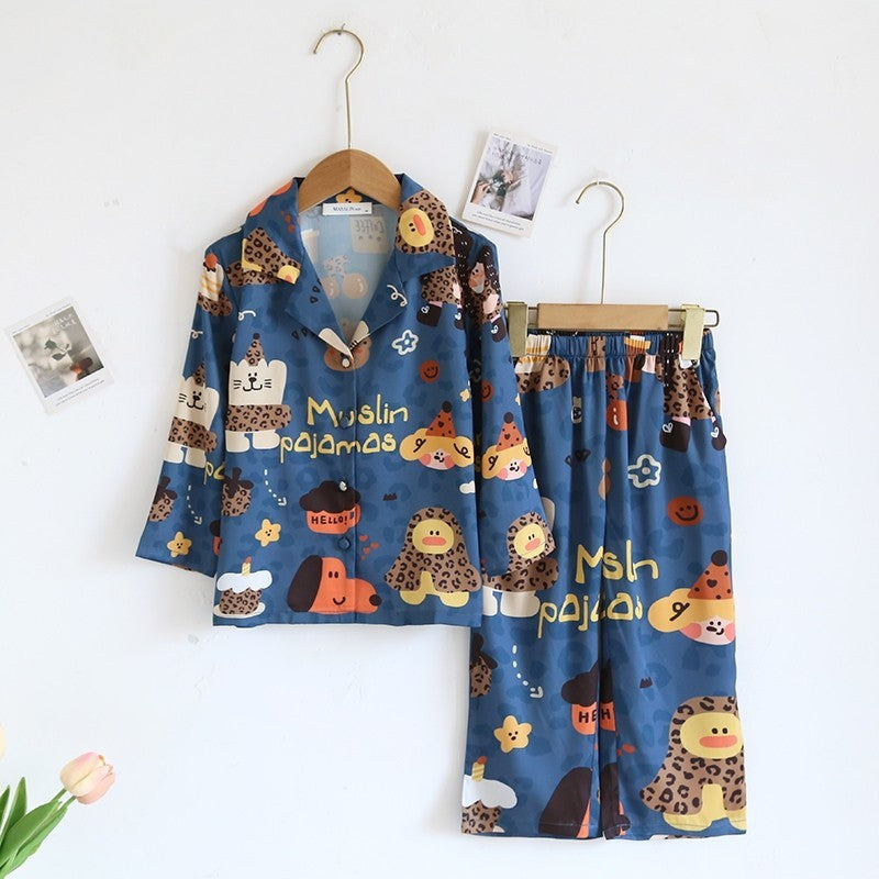 ชุดนอน Muslin Pajamas Silk Satin รุ่น Dessert and Buddies (N5116 T5116 M5116) | ชุดนอนแม่ลูก