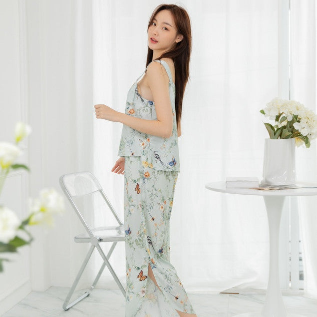 ชุดนอน Muslin Pajamas Silk Satinรุ่นBlossom Butterfly(V128 R128 L128)|ชุดนอนสายเดี่ยว,ชุดนอนผู้หญิง