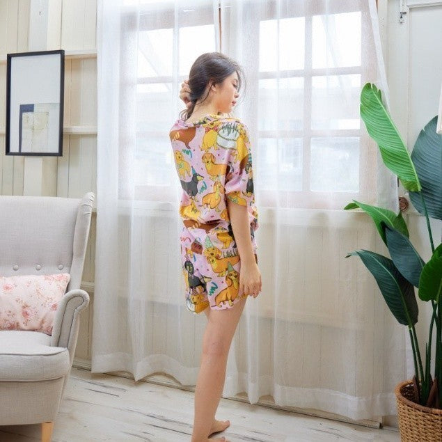 ชุดนอน Muslin Pajamas Organic bamboo รุ่น Dog Happy(A417 G417)|ชุดนอนชุดเที่ยว,ชุดนอนผู้หญิง