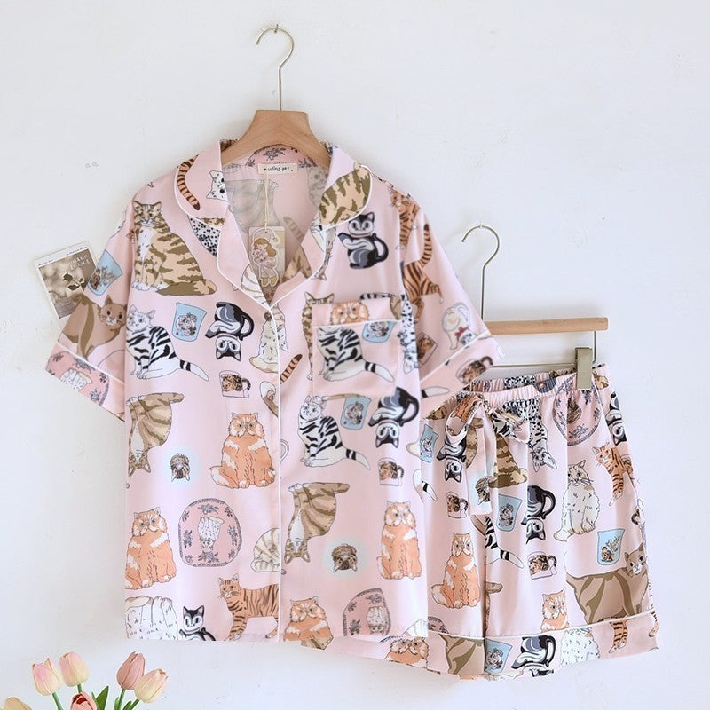 ชุดนอนMuslin Pajamas Collection Muslin Pet รุ่นแมวชมพู (N1133 T1133 K1133 L1133) | ชุดนอนผู้หญิง