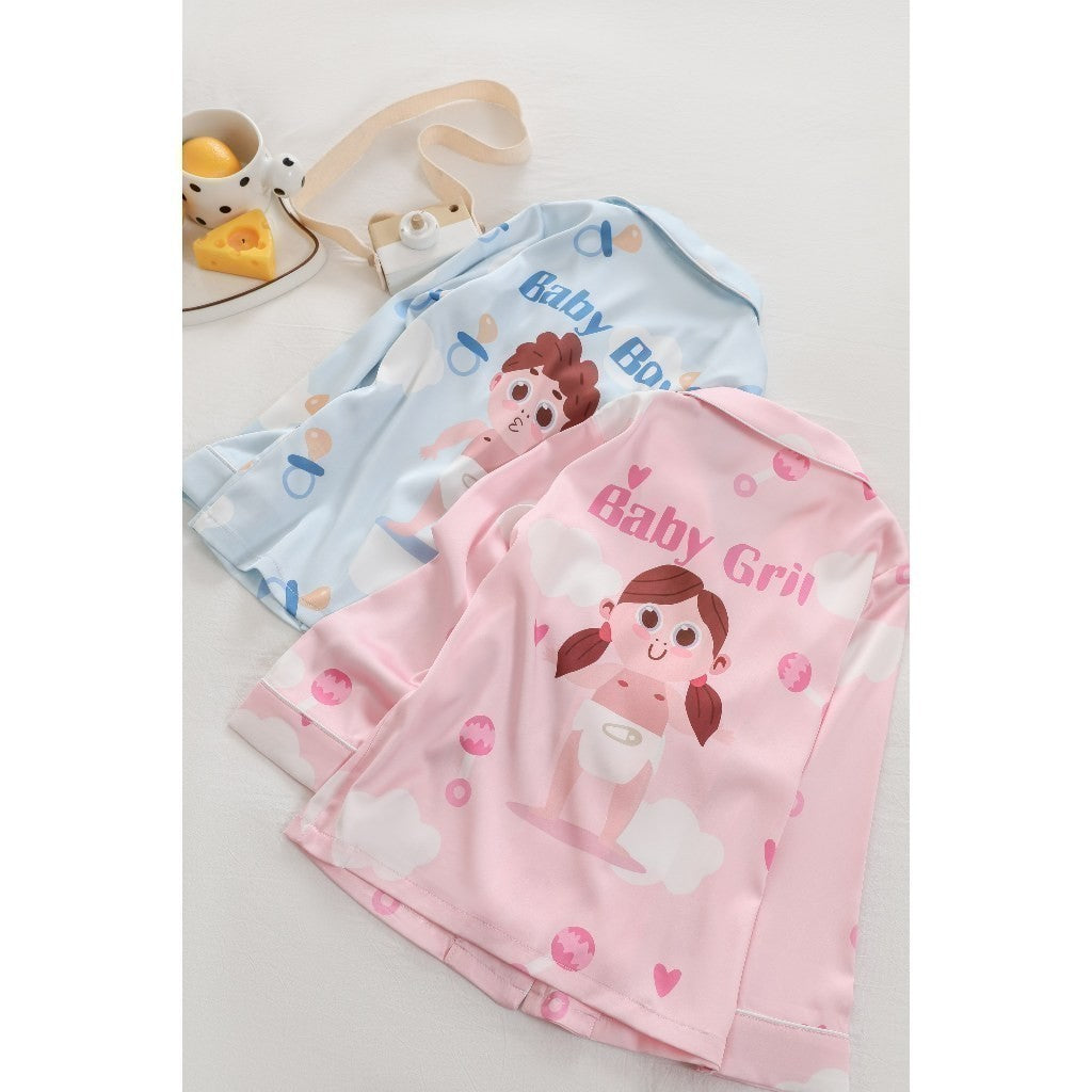 ชุดนอนเด็ก Muslin Pajamas ชุดนอน Silk Satin ( งานชุดนอนเด็ก  M4042 M4043 )