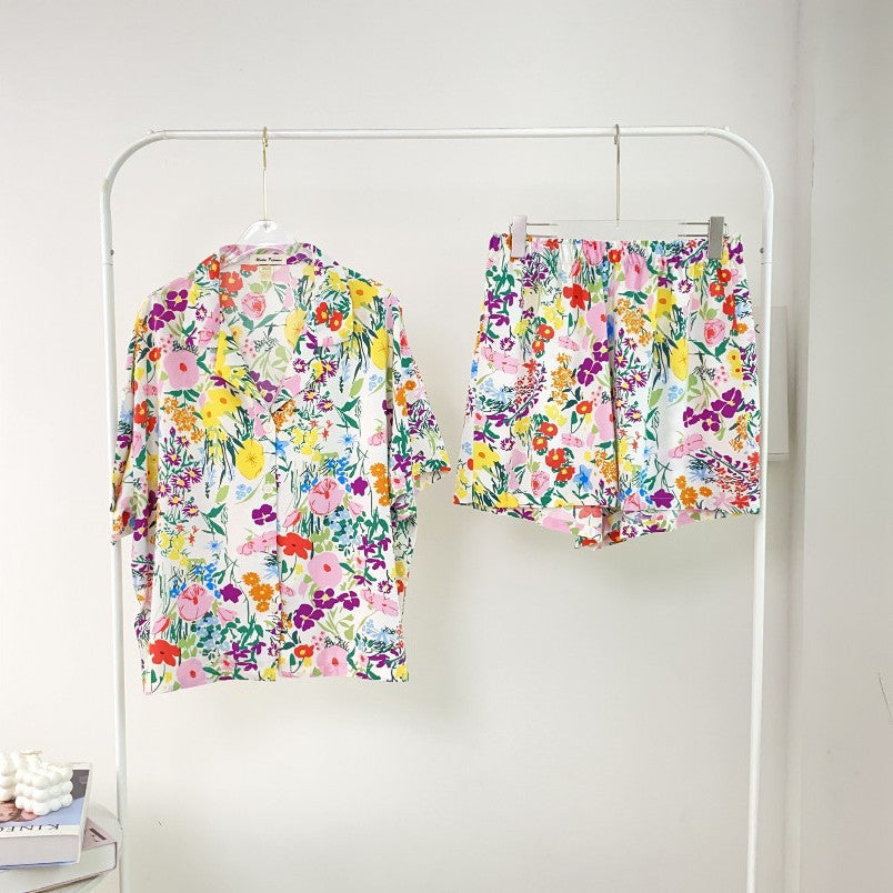 ชุดนอน Muslin Pajamas Organic bamboo รุ่น เถาวัลย์ ม่วง พื้นขาว(G381 A381)|ชุดนอนชุดเที่ยว,ชุดนอนผู้หญิง