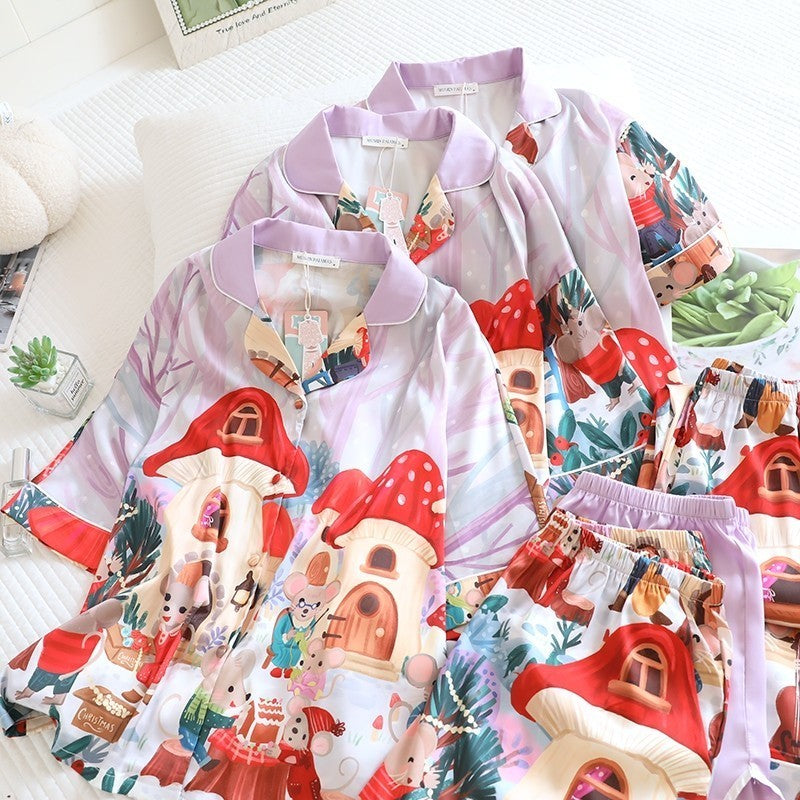 ชุดนอนMuslin Pajamas Silk Satin รุ่นMice Wonderland(W2133 V2133 K2133)|ชุดนอนผู้หญิง,ชุดนอนชุดเที่ยว
