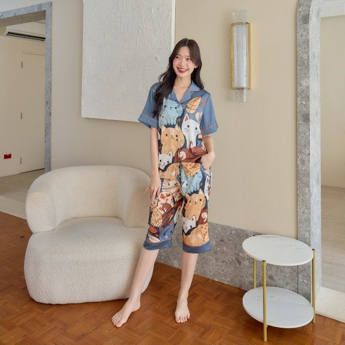 ชุดนอน Muslin Pajamas Collection Muslin Petรุ่นPewter Kitten(N2001 T2001 K2001 L2001)|ชุดนอนผู้หญิง