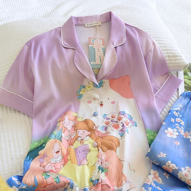 ชุดนอน Muslin Pajamas Silk Satin รุ่น Fairyland (T2141)|ชุดนอนผู้หญิง