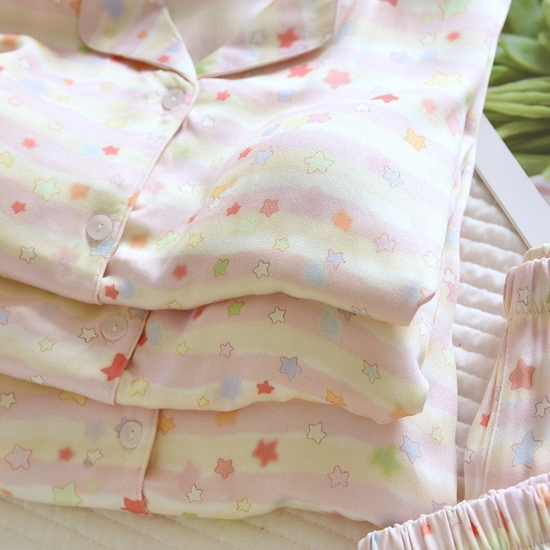 ชุดนอน Muslin Pajamas Organic bamboo รุ่นPastel Stars(A1027 B1027 E1027)|ชุดนอนมีบรา,ชุดนอนผู้หญิง