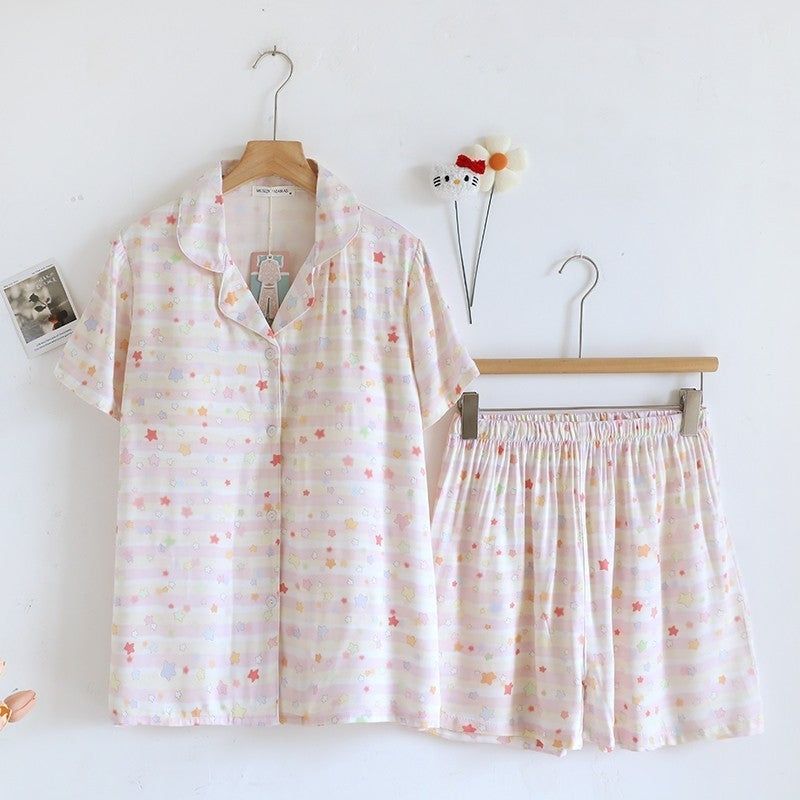 ชุดนอน Muslin Pajamas Organic bamboo รุ่นPastel Stars(A1027 B1027 E1027)|ชุดนอนมีบรา,ชุดนอนผู้หญิง