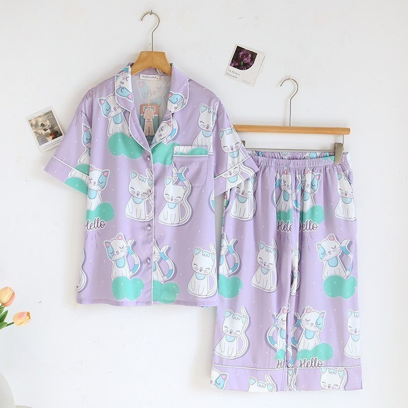 ชุดนอน Muslin Pajamas Silk Satin รุ่น (W2122 V2122 L2122 K2122)