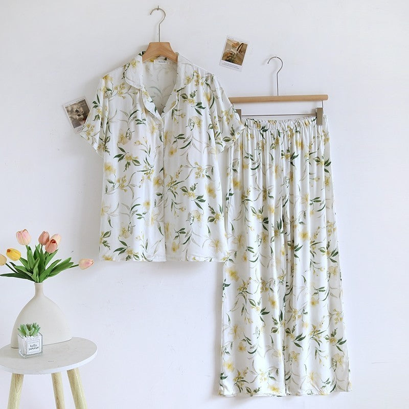 ชุดนอน Muslin Pajamas Organic bamboo รุ่น Flower Blue (A1016 B1016 E1016)|ชุดนอนผู้หญิง