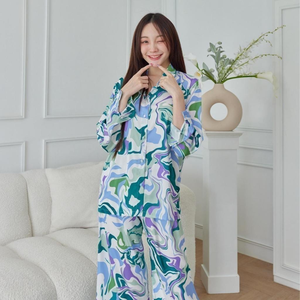ชุดนอน Muslin Pajamas Silk Satin( รุ่น T3029 P3029 )