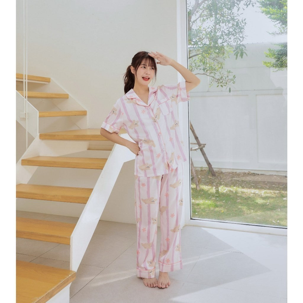 ชุดนอน Muslin Pajamas Silk Satin รุ่น BaBy Blue (P1251 T1251 P1252 T1252 )