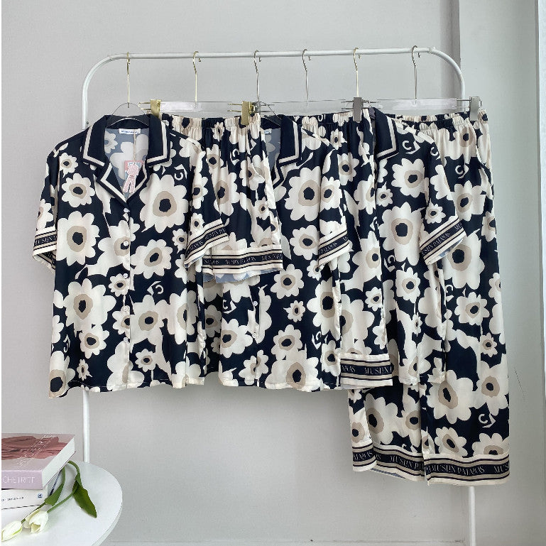 ชุดนอน Muslin Pajamas Silk Satin รุ่น Flower Midnight (N5005 T5005 L5005 K5005) | ชุดนอนผู้หญิง