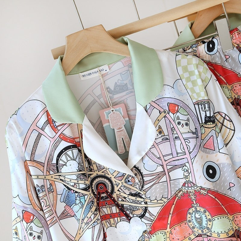 ชุดนอน Muslin Pajamas Silk Satin Carnival Whimsy Oversize (W2100 V2100 K2100)