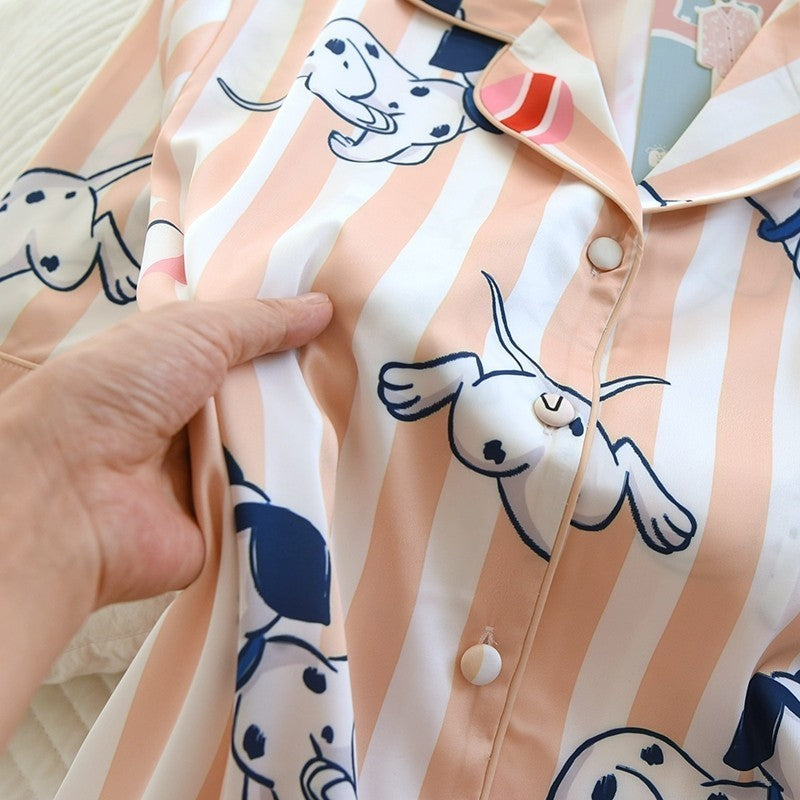 ชุดนอน Muslin Pajamas Silk Satin รุ่น Puppy Love Sleepwear (N5100 T5100)