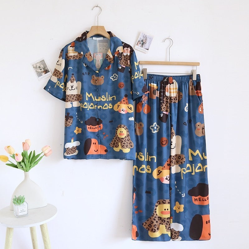 ชุดนอน Muslin Pajamas Silk Satin รุ่น Dessert and Buddies (N5116 T5116 M5116) | ชุดนอนแม่ลูก