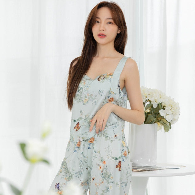 ชุดนอน Muslin Pajamas Silk Satinรุ่นBlossom Butterfly(V128 R128 L128)|ชุดนอนสายเดี่ยว,ชุดนอนผู้หญิง