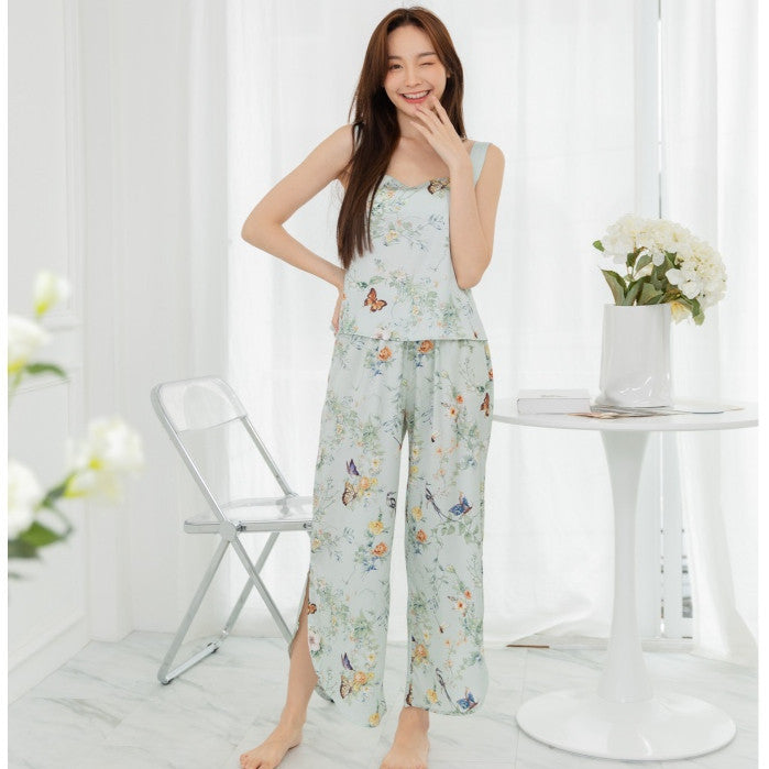 ชุดนอน Muslin Pajamas Silk Satinรุ่นBlossom Butterfly(V128 R128 L128)|ชุดนอนสายเดี่ยว,ชุดนอนผู้หญิง