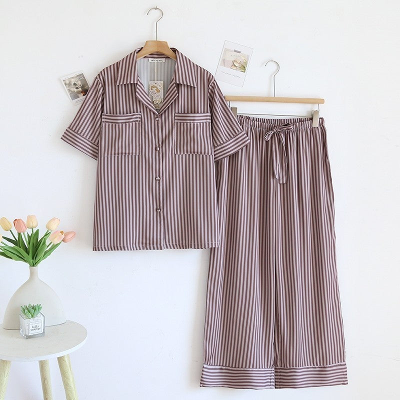 ชุดนอนMuslin Pajamas Collection Muslin Petรุ่นNavy Lines(N3225 N3227 Y3225 T3225 T3227 Y3226 Y3227 Y3233)|ชุดนอนครอบครัว