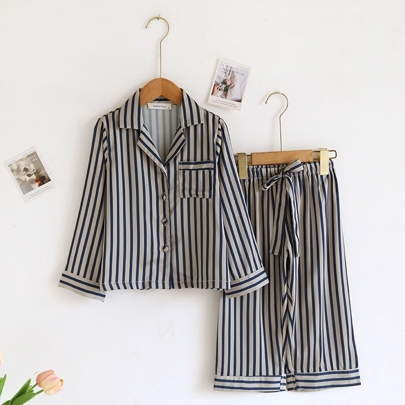 ชุดนอนMuslin Pajamas Collection Muslin Petรุ่นNavy Lines(N3225 N3227 Y3225 T3225 T3227 Y3226 Y3227 Y3233)|ชุดนอนครอบครัว