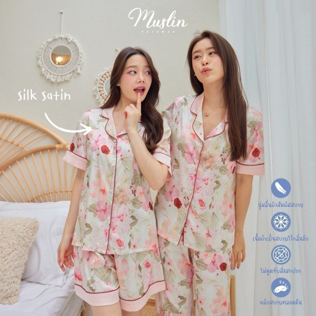ชุดนอน Muslin Pajamas Silk Satin ( K1146 N1146 T1146 )