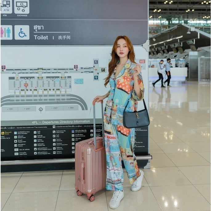 ชุดนอน Muslin Pajamas Silk Satin รุ่น Comic book  ( K360 L360 N360 P360 T360 U360 )