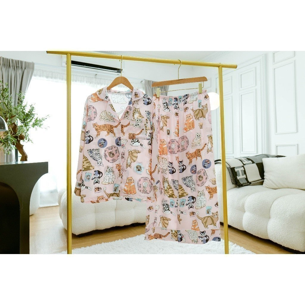 ชุดนอน Muslin Pajamas Silk Satin ( P1133 )