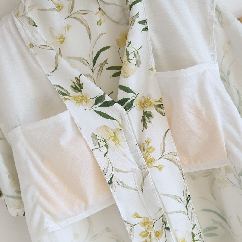 ชุดนอน Muslin Pajamas Organic bamboo รุ่น Flower Blue (A1016 B1016 E1016)|ชุดนอนผู้หญิง
