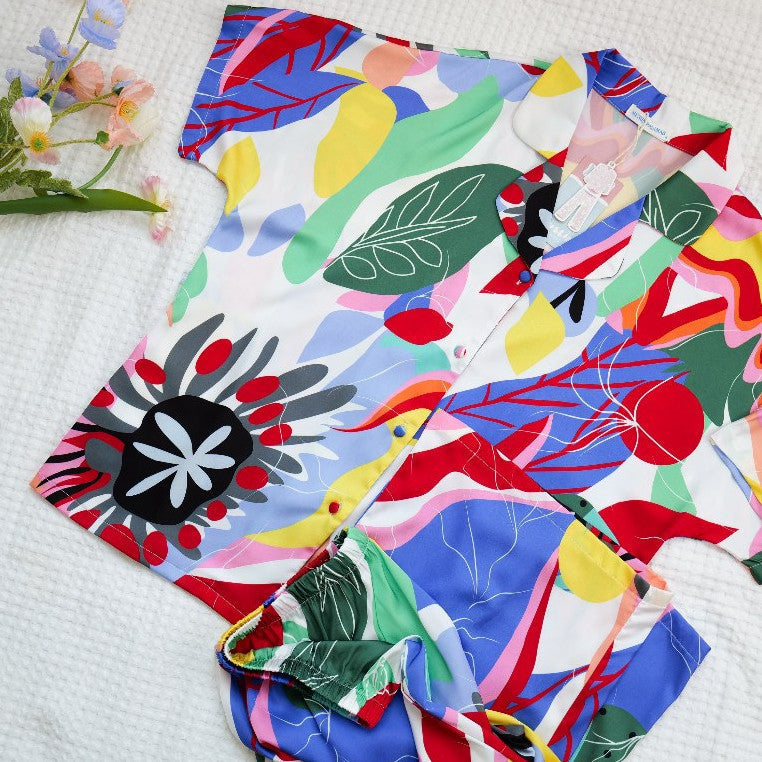 ชุดนอน Muslin Pajamas Silk Satin รุ่น Summer Tropic (N3087 L3087 T3087 P3087)