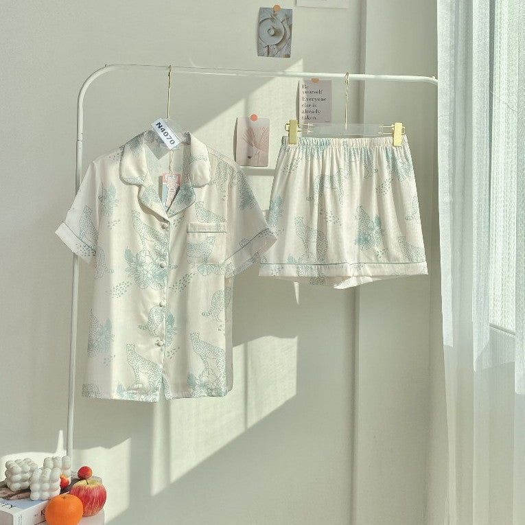 ชุดนอน Muslin Pajamas ชุดนอน Silk Jacquard ( รุ่น Leopard Bouquet  N4070 N4071 N4072)