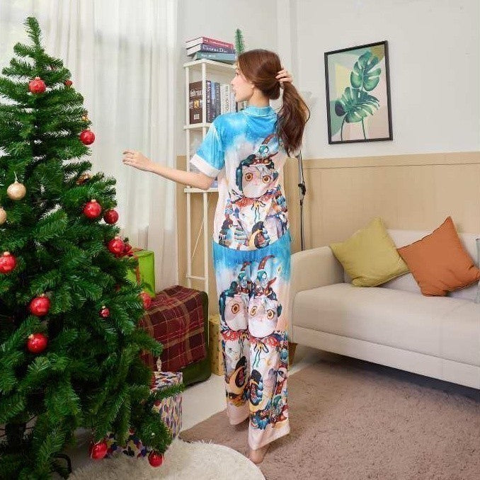 ชุดนอนMuslin Pajamas Silk Satin รุ่นMeowy Christmas(N2035 T2035 K2035)|ชุดนอนผู้หญิง,ชุดนอนชุดเที่ยว