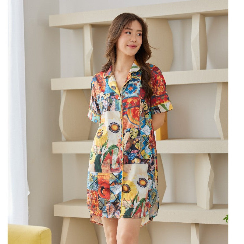 ชุดนอน Muslin Pajamas Silk Satinรุ่น Picasso(W330 V330 L330 K330 R330)|ชุดนอนผู้หญิง,ชุดนอนชุดเที่ยว