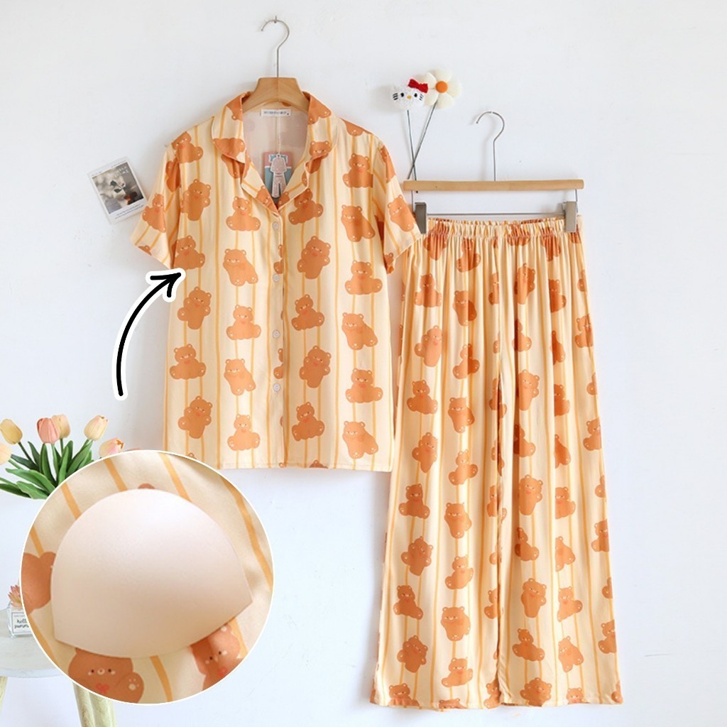 ชุดนอน Muslin Pajamas Organic bamboo รุ่นAmber Bears(A1032 B1032 E1032)|ชุดนอนมีบรา,ชุดนอนผู้หญิง
