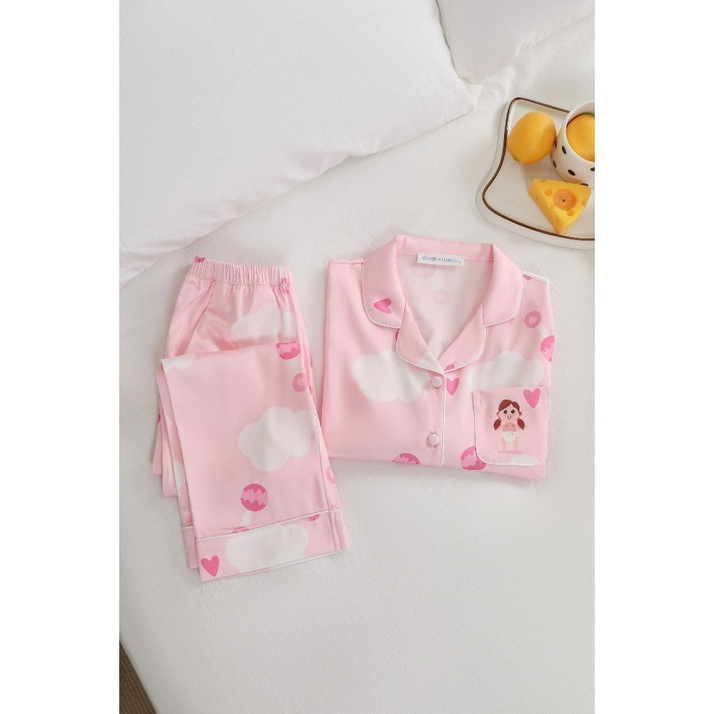 ชุดนอนเด็ก Muslin Pajamas ชุดนอน Silk Satin ( งานชุดนอนเด็ก  M4042 M4043 )