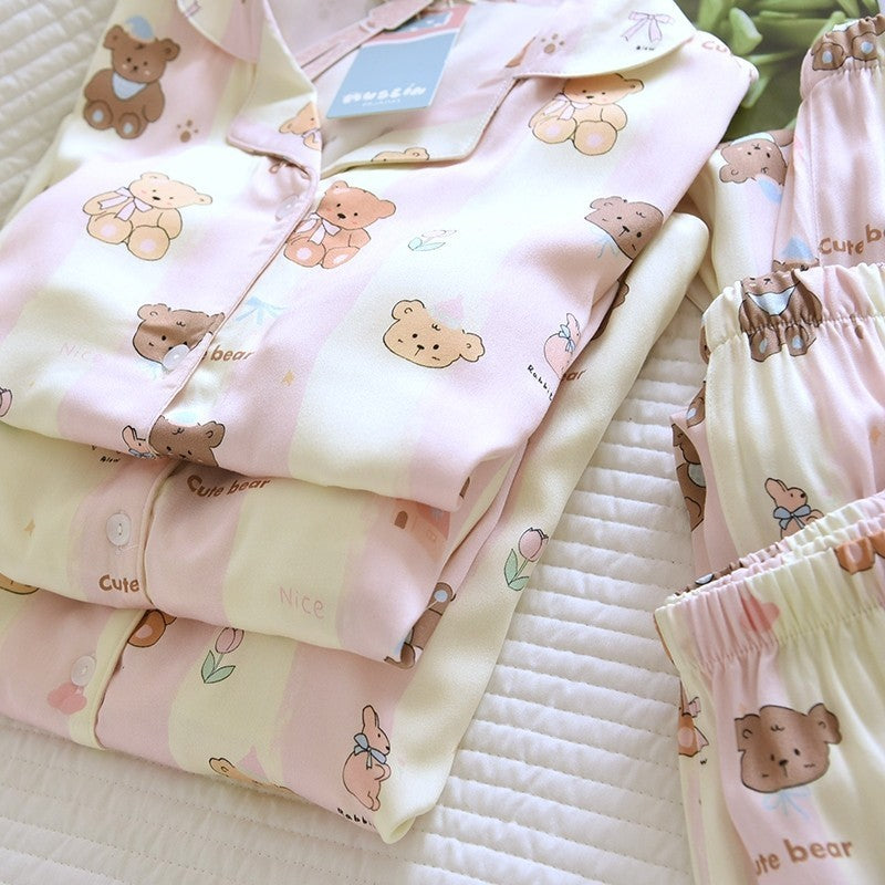 ชุดนอน Muslin Pajamas Organic bamboo รุ่นPudding Bearss(A1034 B1034 E1034)|ชุดนอนมีบรา,ชุดนอนผู้หญิง