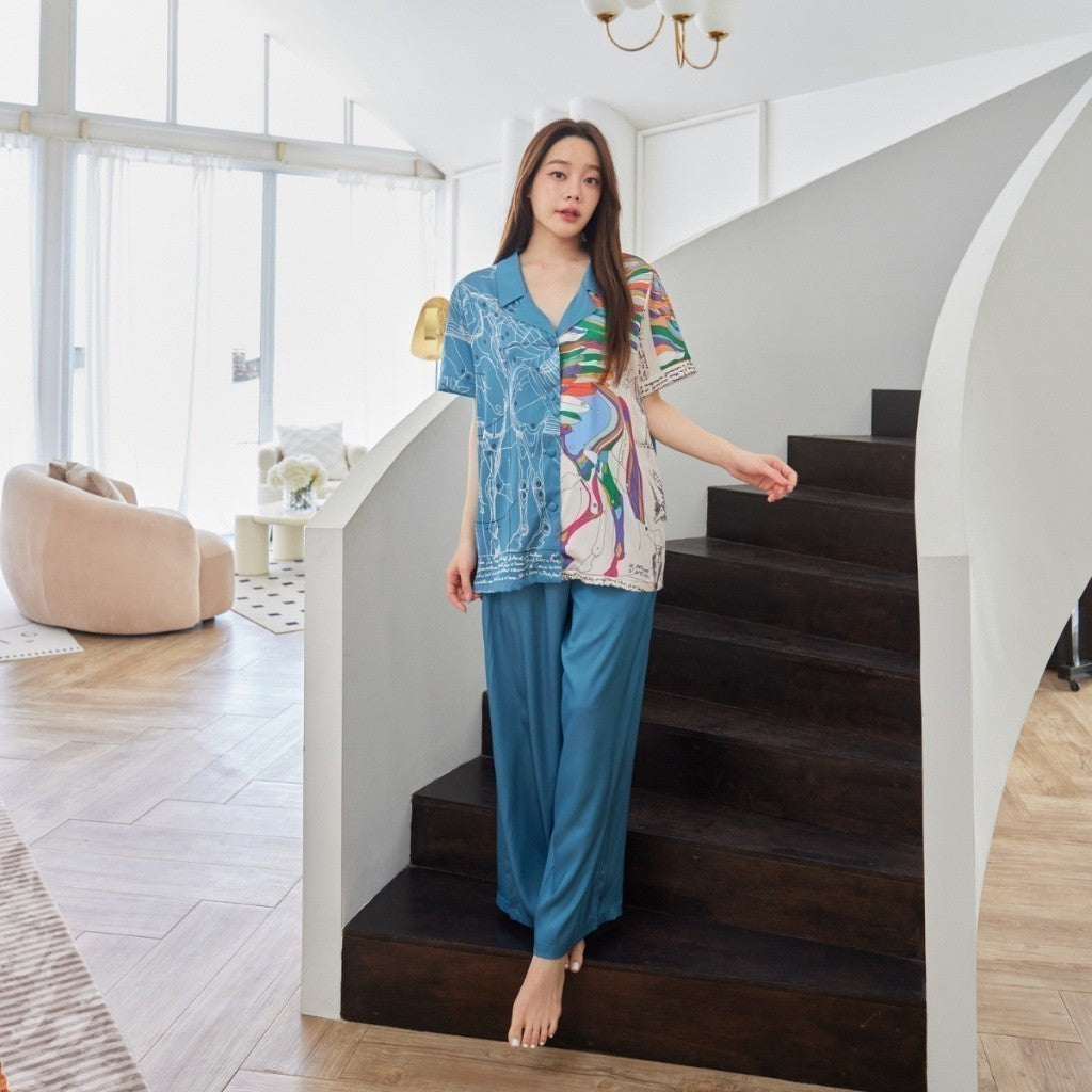 ชุดนอน Muslin Pajamas Silk Satin( รุ่น N849 T849 P849 T1190 T1191 T1192 N1190 N1191 )