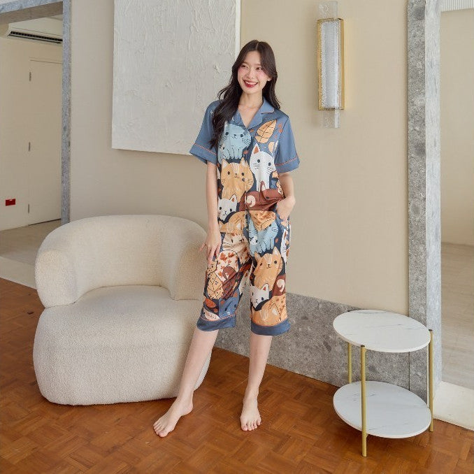 ชุดนอน Muslin Pajamas Collection Muslin Petรุ่นPewter Kitten(N2001 T2001 K2001 L2001)|ชุดนอนผู้หญิง