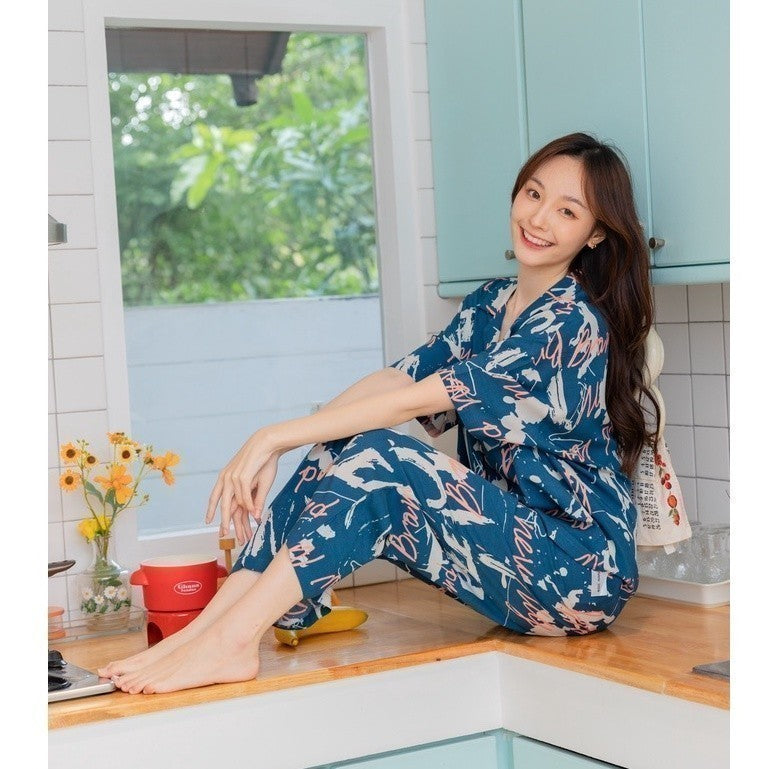 ชุดนอน Muslin Pajamas Organic Bamboo รุ่น Brand new พื้นกรม (G256) |ชุดนอนชุดเที่ยว,ชุดนอนผู้หญิง