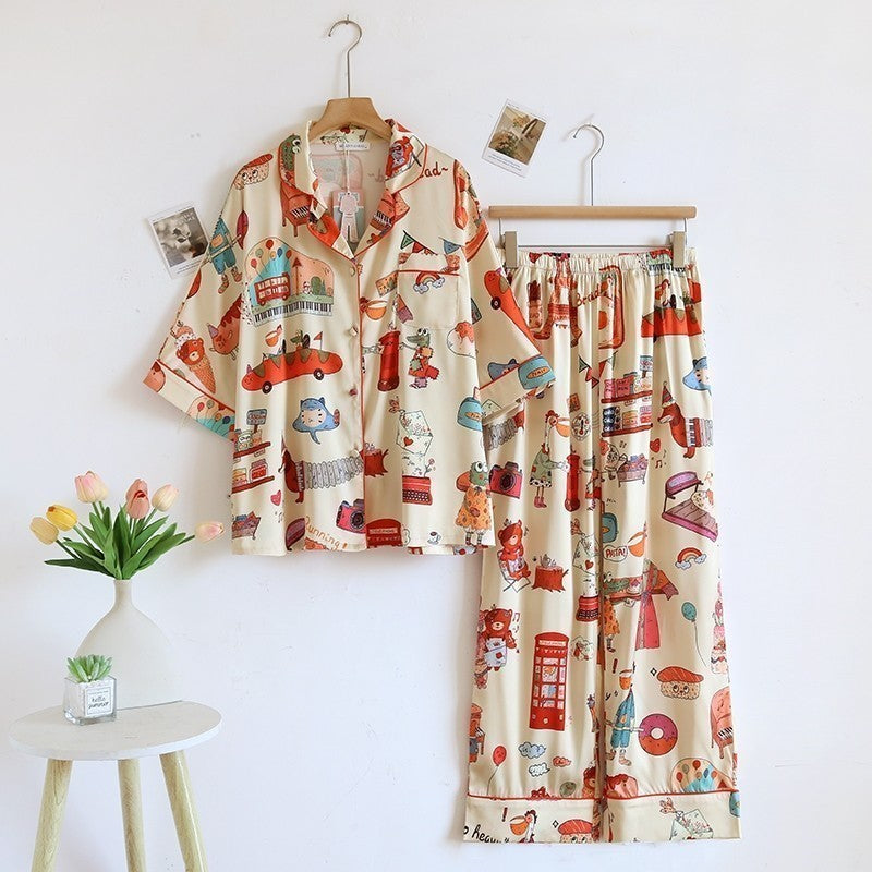 ชุดนอน Muslin Pajamas Silk Satin รุ่น (W2101 V2101 K2101)
