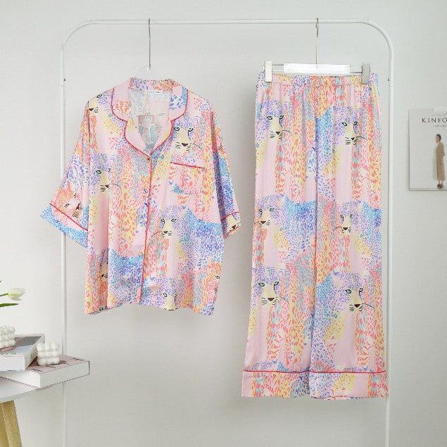 ชุดนอน Muslin Pajamas Silk Satin รุ่น Iridescent Leopard (W2075 V2075 K2075)